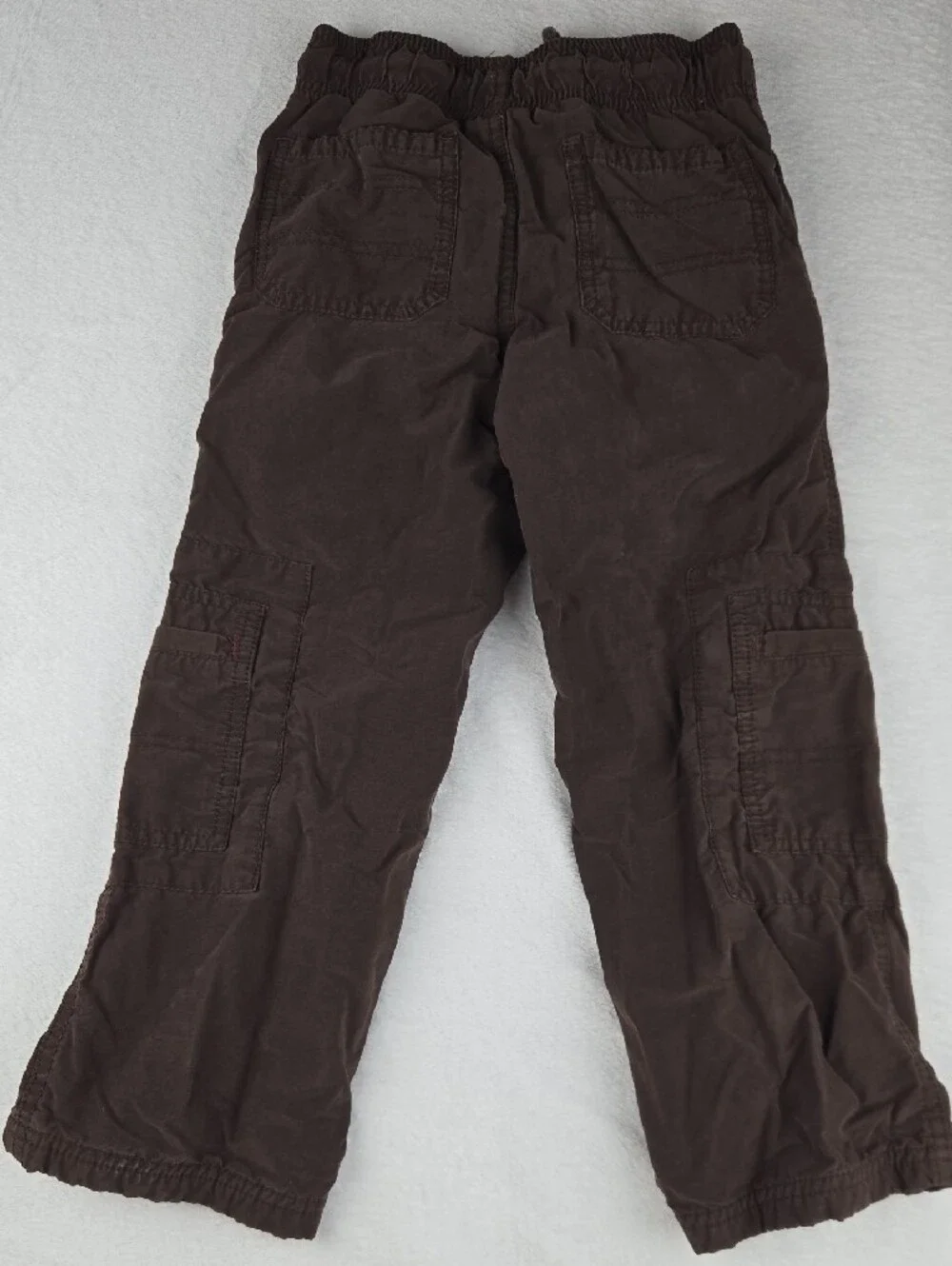 Gymboree Lined Brown Cargo Pants Size 5 Warm Side Pockets Elastic Drawstring